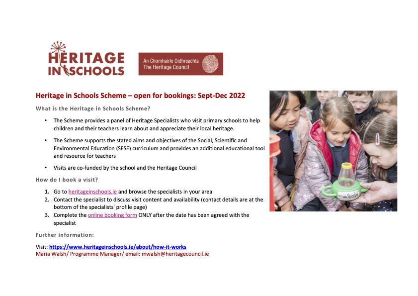 Heritage in Schools Open for bookings